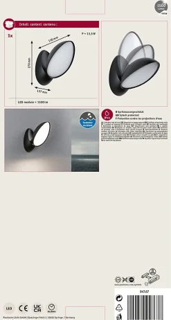 Applique d'extérieur LED Batona IP44 137x270mm 3000K 12W 1000lm 230V Anthracite Aluminium