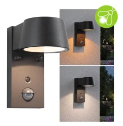 Applique d'extérieur LED Capea Détecteur de mouvement crépusculaire (IR) favorable aux insectes IP44 96x165mm Tunable Warm 6W 450l