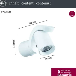 Applique d'extérieur LED Cuff Détecteur de mouvement crépusculaire (IR) IP44 76x217mm 3000K 10W 700lm 230V 70 Blanc Aluminium