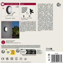 Applique d'extérieur LED Détecteur de mouvement crépusculaire (IR) IP44 180mm 3000K 15W 1050lm 230V Gris Matière plastique