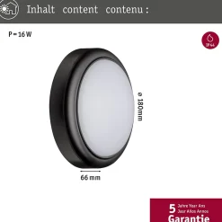 Applique d'extérieur LED IP44 180mm 3000K 15W 1050lm 230V Gris Matière plastique