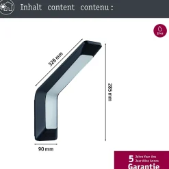 Applique d'extérieur LED Merano Détecteur de mouvement crépusculaire (HF) IP44 90x328mm 3000K 14W 950lm 230V Anthracite Aluminium