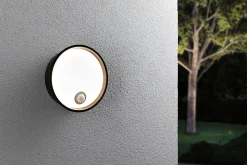 Applique d'extérieur LED Platomo Détecteur de mouvement crépusculaire (IR) résistant à l'eau de mer IP44 rond 180mm 3000K 14,5W 12