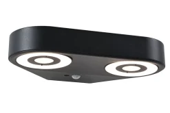 Applique d'extérieur LED Silma Détecteur de mouvement crépusculaire (IR) Double émission lumineuse IP44 carré 280x176mm 3000K 2x5,