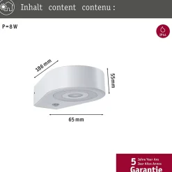 Applique d'extérieur LED Silma Détecteur de mouvement crépusculaire (IR) IP44 65x186mm 3000K 5,5W / 0,7W 600lm / 0lm 230V Blanc Al