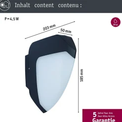 Applique d'extérieur LED Smart Home Zigbee 3.0 Ikosea favorable aux insectes IP44 50x203mm Tunable Warm 4,4W 350lm 230V Anthracite