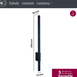 Applique d'extérieur LED Stan résistant à l'eau de mer IP44 800mm 3000K 11,5W 300lm 230V Anthracite Aluminium