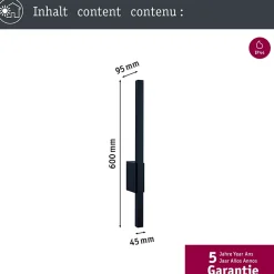 Applique d'extérieur LED Stan résistant à l'eau de mer IP44 600mm 3000K 9W 220lm 230V Anthracite Aluminium