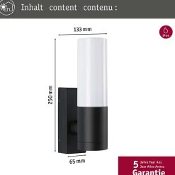 Applique d'extérieur Tralia IP44 65x250mm max. 10W 230V Anthracite Aluminium