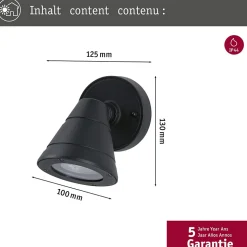 Applique d'extérieur Trian résistant à l'eau de mer IP44 rond 100x130mm max. 35W 230V Anthracite Aluminium