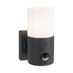 Applique d'extérieur Tubs Détecteur de mouvement crépusculaire (IR) IP44 rond 105x175mm max. 15W 230V Gris dépoli Métal Matière pl