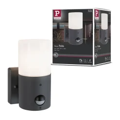 Applique d'extérieur Tubs Détecteur de mouvement crépusculaire (IR) IP44 rond 105x175mm max. 15W 230V Gris dépoli Métal Matière pl