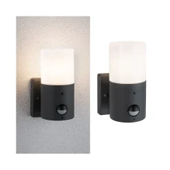 Applique d'extérieur Tubs Détecteur de mouvement crépusculaire (IR) IP44 rond 105x175mm max. 15W 230V Gris dépoli Métal Matière pl