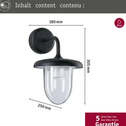 Applique d'extérieur Vintario résistant à l'eau de mer IP44 rond 180x305mm max. 20W 230V Anthracite Aluminium