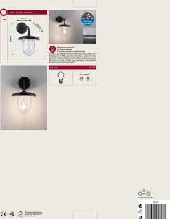 Applique d'extérieur Vintario résistant à l'eau de mer IP44 rond 180x305mm max. 20W 230V Anthracite Aluminium