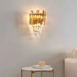 Applique dorée cristal prestige cascade de pampille - Elemia