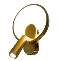 Applique dorée double lumière avec liseuse centrée - Lona