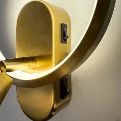 Applique dorée double lumière avec liseuse centrée - Lona