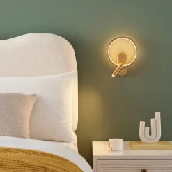 Applique dorée double lumière avec liseuse centrée - Lona