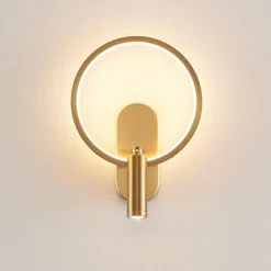 Applique dorée double lumière avec liseuse centrée - Lona