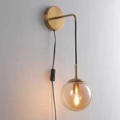 Applique dorée en verre avec câble et interrupteur - Robyn