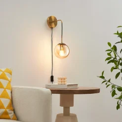 Applique dorée en verre avec câble et interrupteur - Robyn