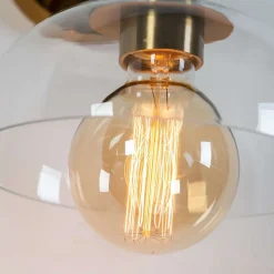 Applique dorée et abat-jour verre - Eloise