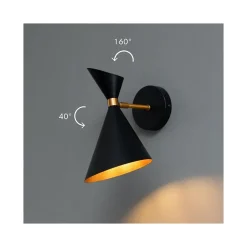 Applique double cône noir et doré - Valdivia