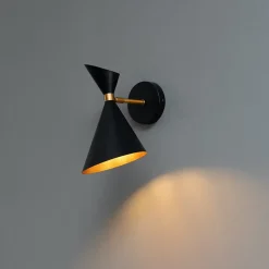 Applique double cône noir et doré - Valdivia