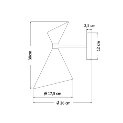 Applique double cône noir et doré - Valdivia