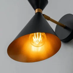 Applique double cône noir et doré - Valdivia