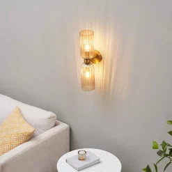 Applique double verre texturé ambré - Leonora