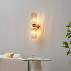 Applique double verre texturé ambré - Leonora