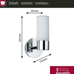 Applique Eleon IP44 G9 230V max. 33W gradable Chrome Satiné