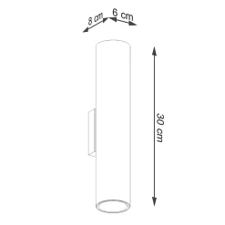 Applique en acier 2 ampoules 4000K - 6x8x30cm Sollux