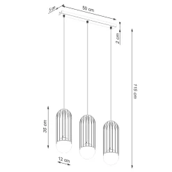 Applique en acier 3 ampoules 4000K - 54x12x115cm Sollux