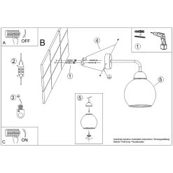 Applique en acier 1 lampes 15x15x26cm Sollux