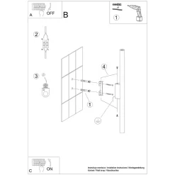 Applique en acier 2 lampes 2.5x5x50cm Sollux