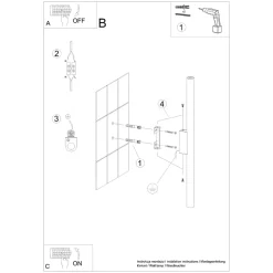 Applique en acier 2 lampes 2.5x5x50cm Sollux