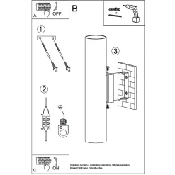 Applique en acier 2 lampes 6x8x30cm Sollux