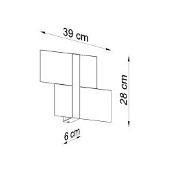 Applique en acier/verre 2 ampoules 3000K - 39x6x28cm Sollux