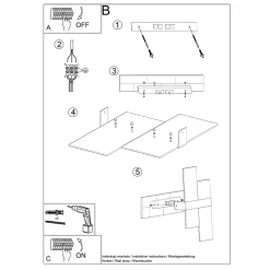 Applique en acier/verre 2 lampes 39x6x28cm Sollux
