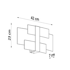 Applique en acier/verre 2 lampes 42x7x23cm Sollux
