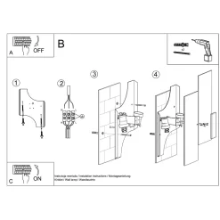 Applique en acier/verre 2 lampes 27x7x37cm Sollux