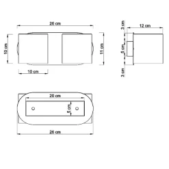 Applique en aluminium 2 lampes 26x12x10cm Sollux