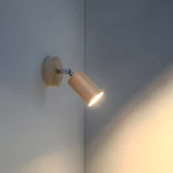 Applique en bois 1 ampoule 4000K - 10x20x20cm Sollux