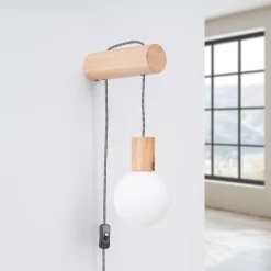 Applique en bois/verre 1 ampoule 3000K - 6x25x67cm Sollux