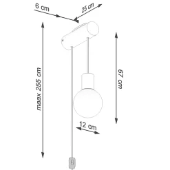Applique en bois/verre 1 lampes 6x25x67cm Sollux