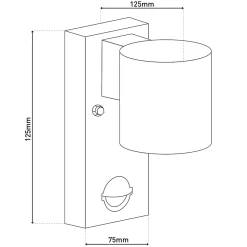 Applique exterieure Rombe aluminium anthracite detecteur de mouvement minuterie ampoule interchangeable 7 x 12,5 x 16,4 cm