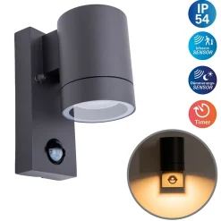 Applique exterieure Rombe aluminium anthracite detecteur de mouvement minuterie ampoule interchangeable 7 x 12,5 x 16,4 cm